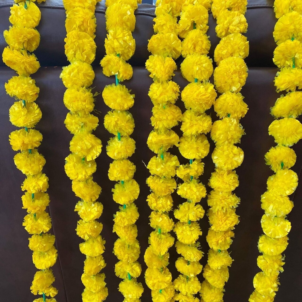 Artificial Marigold Strings, Diwali Decoration, Day of the Dead, Halloween, Marygold Flower Garland, Pooja Backdrop, Aztec Marigold Flowers